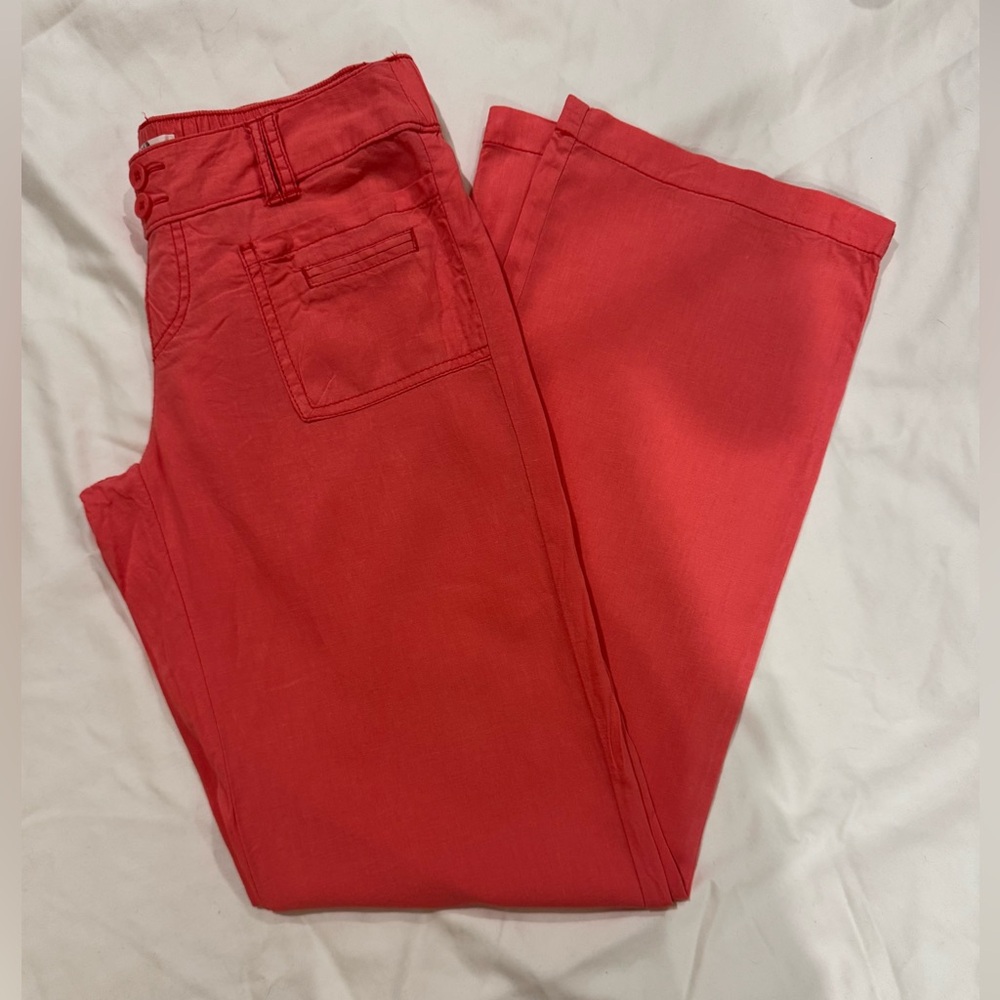 Coral linen blend pants, women’s Small – breathable beach to brunch style